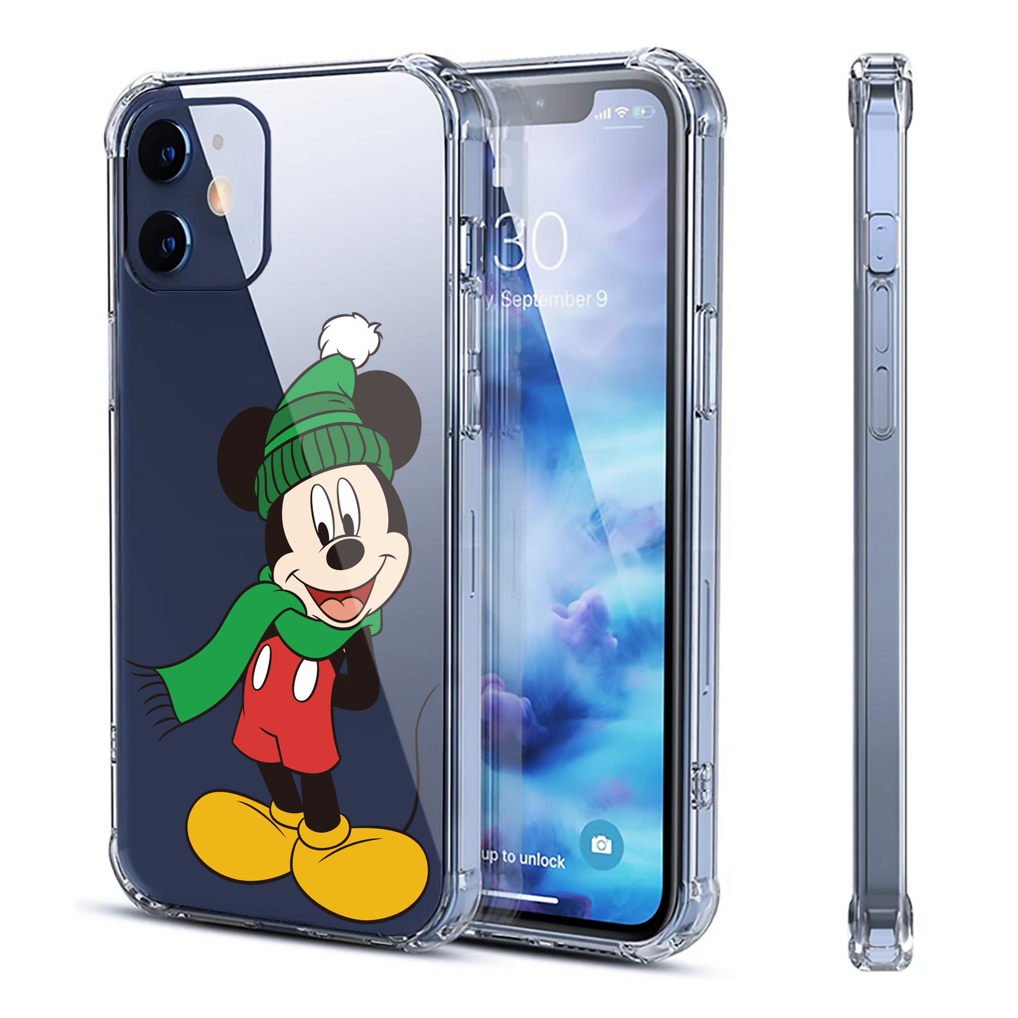 （画像用） ミッキーマウス Mickey Mouse 【iPhone 12シリーズ対応】透明スマホケース（クリアソフトケース）